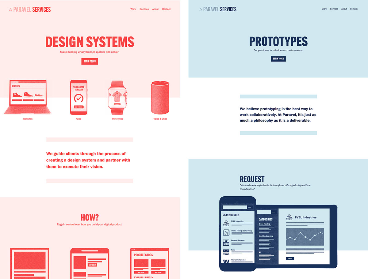 Paravel design systems and prototypes pages