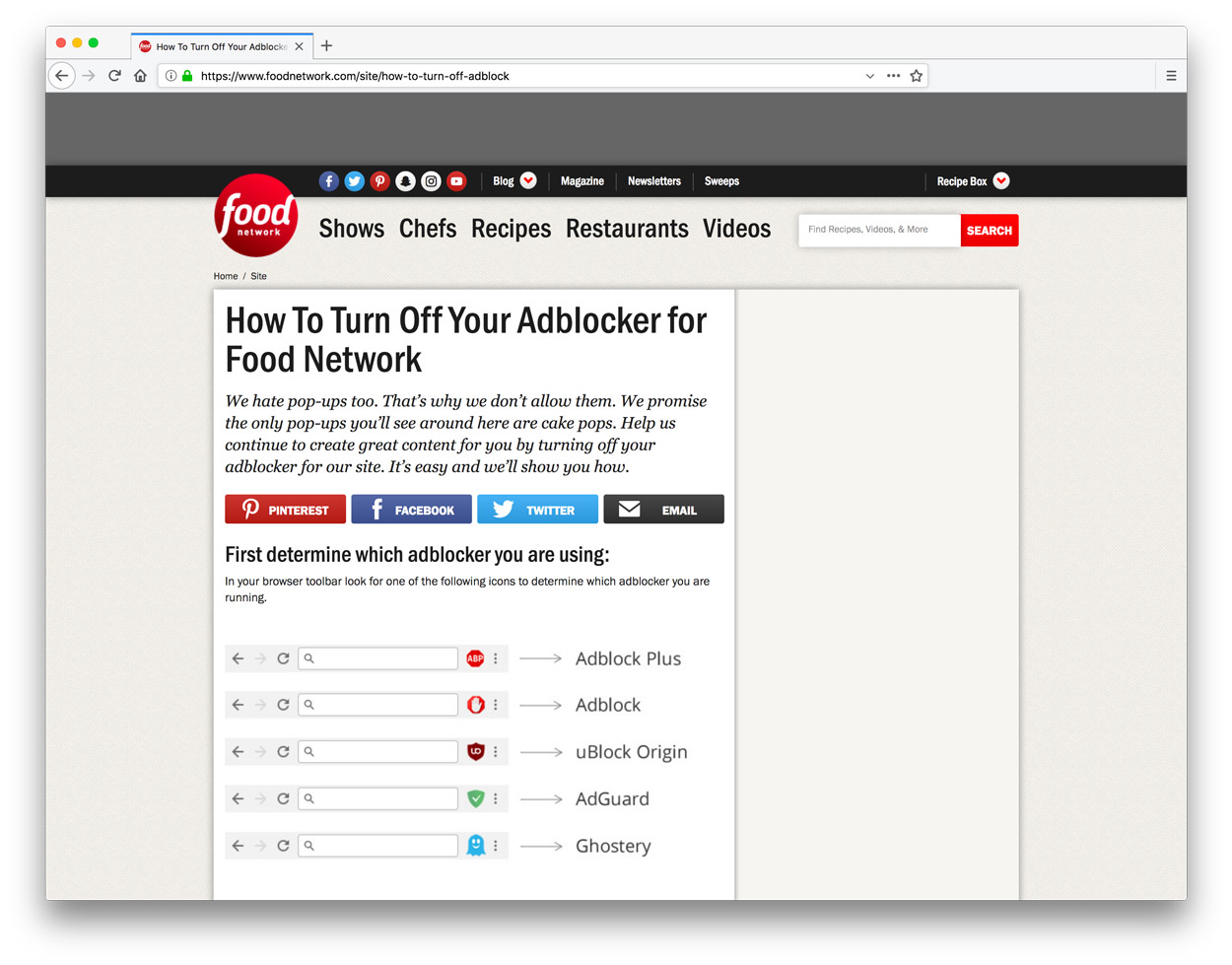 turning off ad blocker