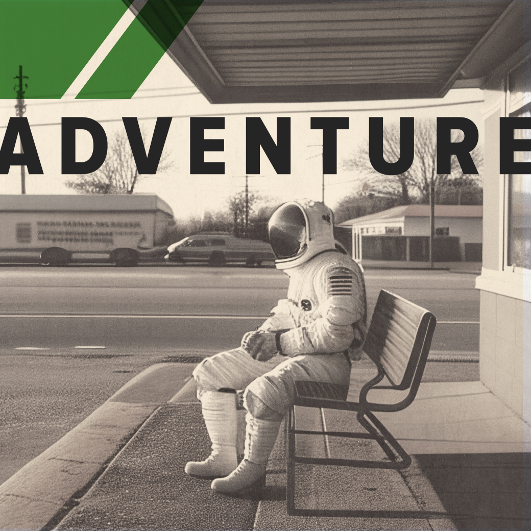 Kastner Gravelle illustration spaceman on a bench